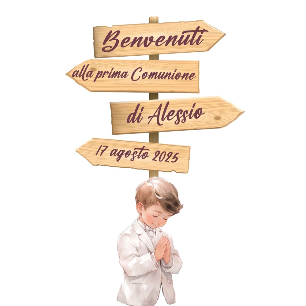 Sagoma in MDF Comunione Romantic boy con frecce - 85 cm con supporto