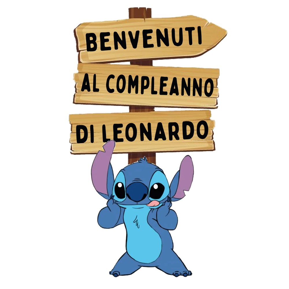 Sagoma decorativa in legno Stitch con frecce personalizzabili - 85 cm