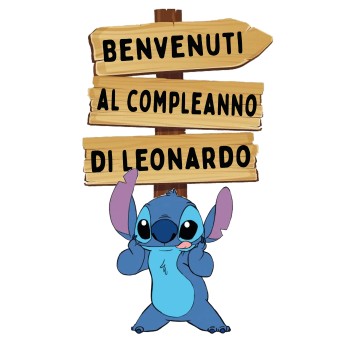 Sagoma decorativa in legno Stitch con frecce personalizzabili - 85 cm
