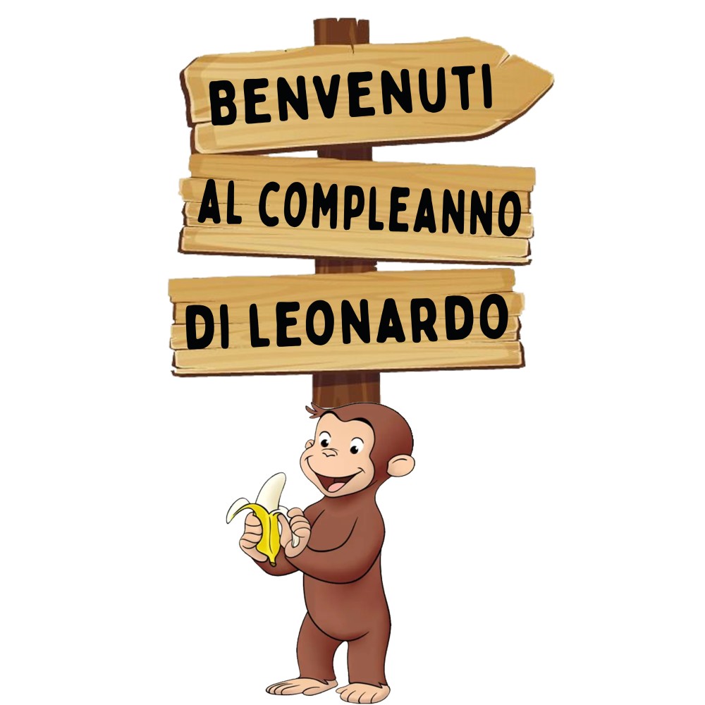 Sagoma in MDF Curioso come George con frecce - 85 cm con supporto