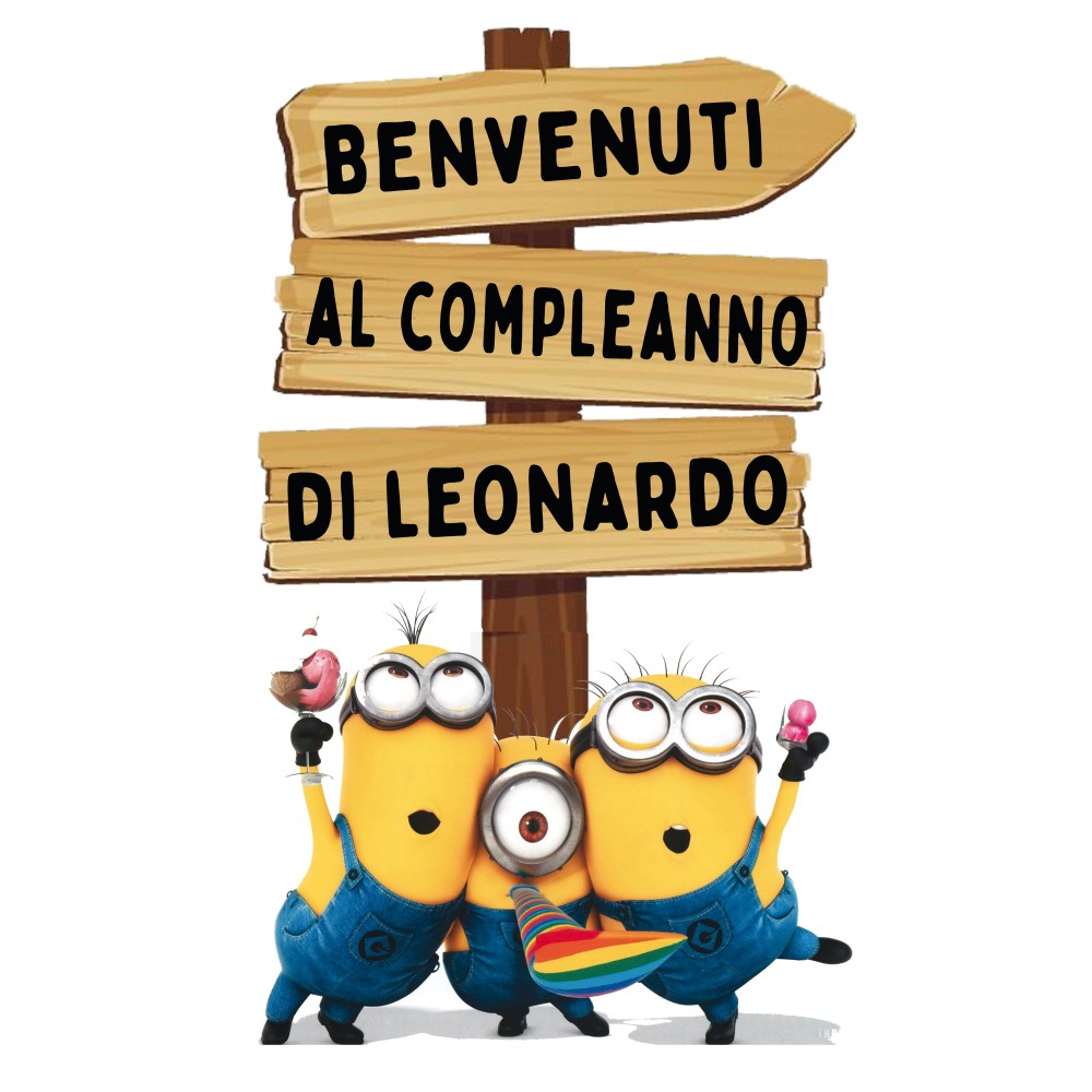 Sagoma in MDF Minions con frecce - 85 cm con supporto