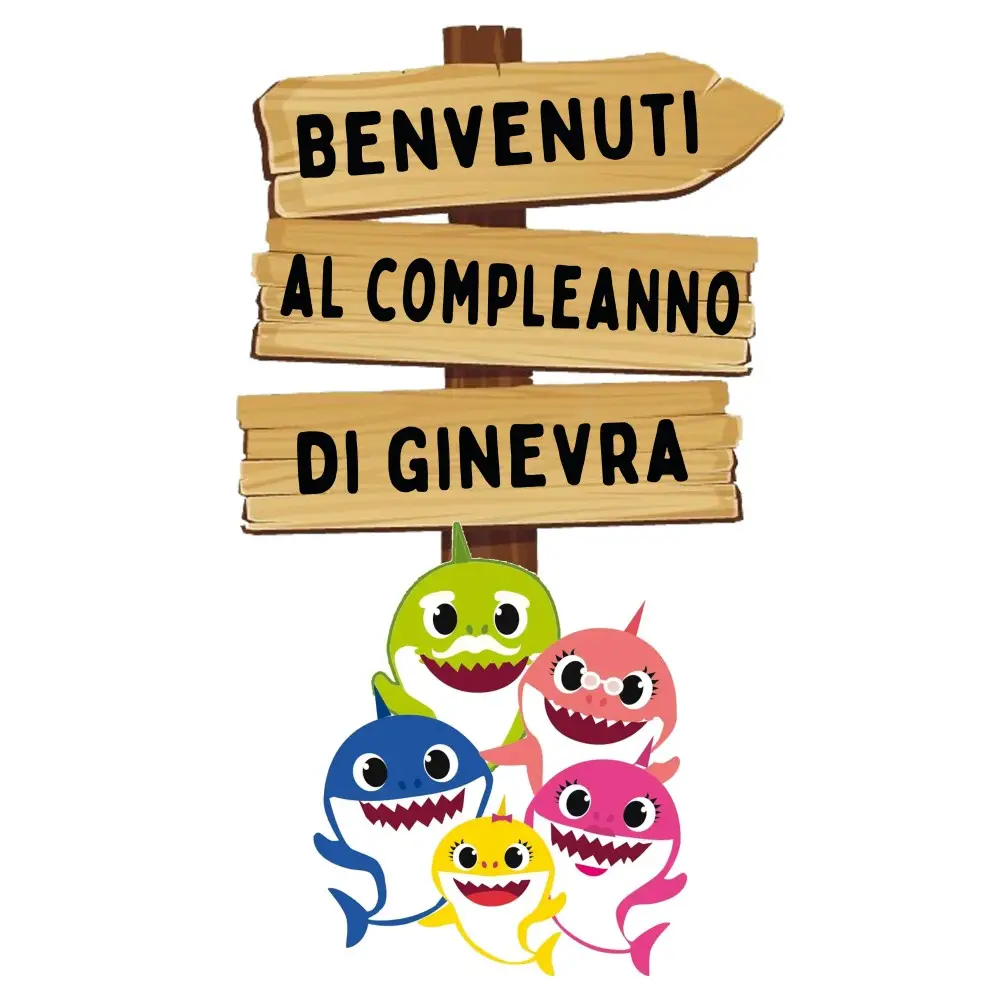 Sagoma in MDF Baby Shark con frecce - 85 cm con supporto