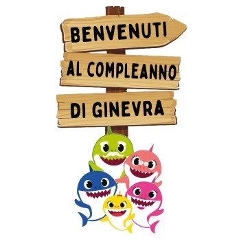 Sagoma in MDF Baby Shark con frecce - 85 cm con supporto