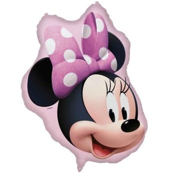 Pallone Foil 73x79 cm supersized minnie Face con CANNUCCIA e NASTRO 1 pz  5PR97005