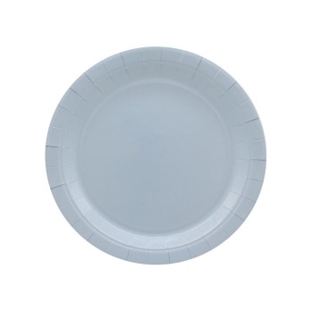 Piatto in carta 18 cm dessert celeste fumo 15 pz 34101