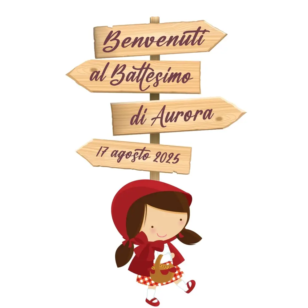 Sagoma decorativa in legno Cappuccetto rosso con frecce personalizzabili - 85 cm