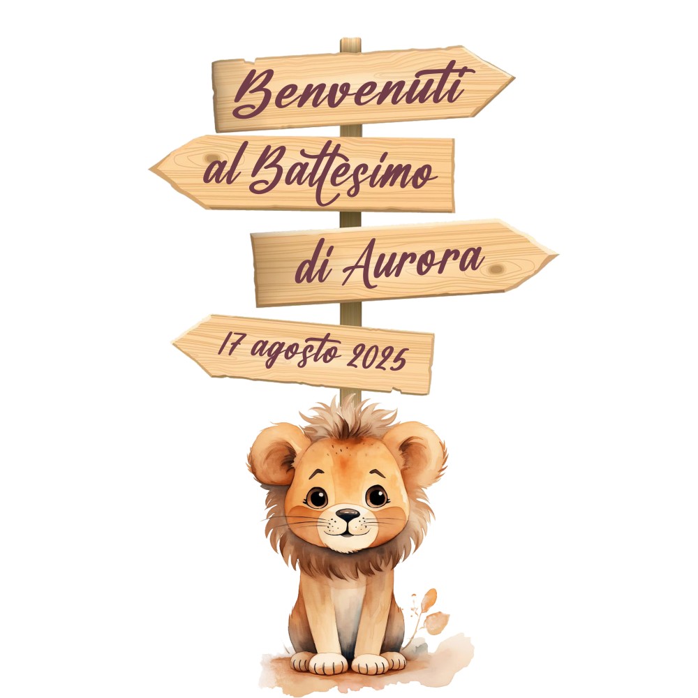 Sagoma decorativa in legno Leoncino con frecce personalizzabili - 85 cm