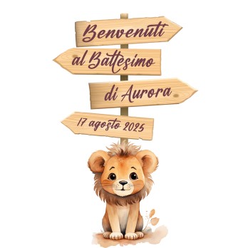 Sagoma decorativa in legno Leoncino con frecce personalizzabili - 85 cm