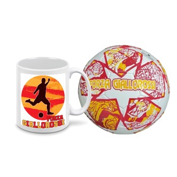 Pallone Roma Forza Giallorossi n.5 e tazza personalizzbile