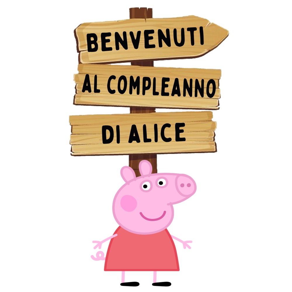 Sagoma in MDF Peppa Pig con frecce - 85 cm con supporto