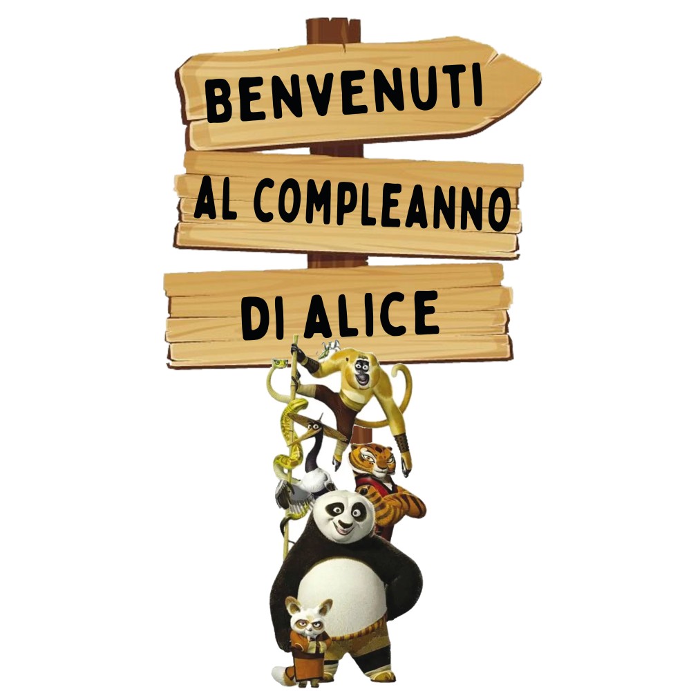 Sagoma in MDF Kung fu Panda con frecce - 85 cm con supporto