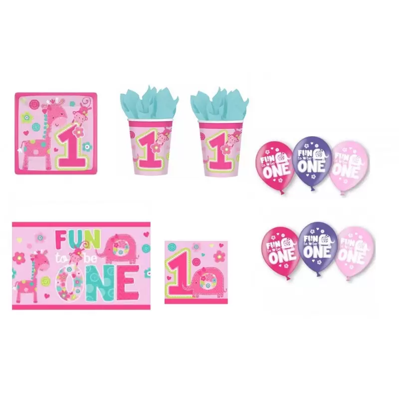 IRPot - KIT N 8 COORDINATO 1 ANNO WILD GIRL PRIMO COMPLEANNO BIMBA PALLONCINI