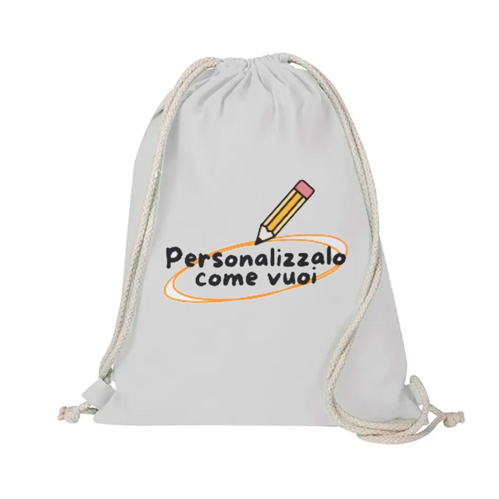 Sacca Zaino in cotone personalizzabile con immagine e testo