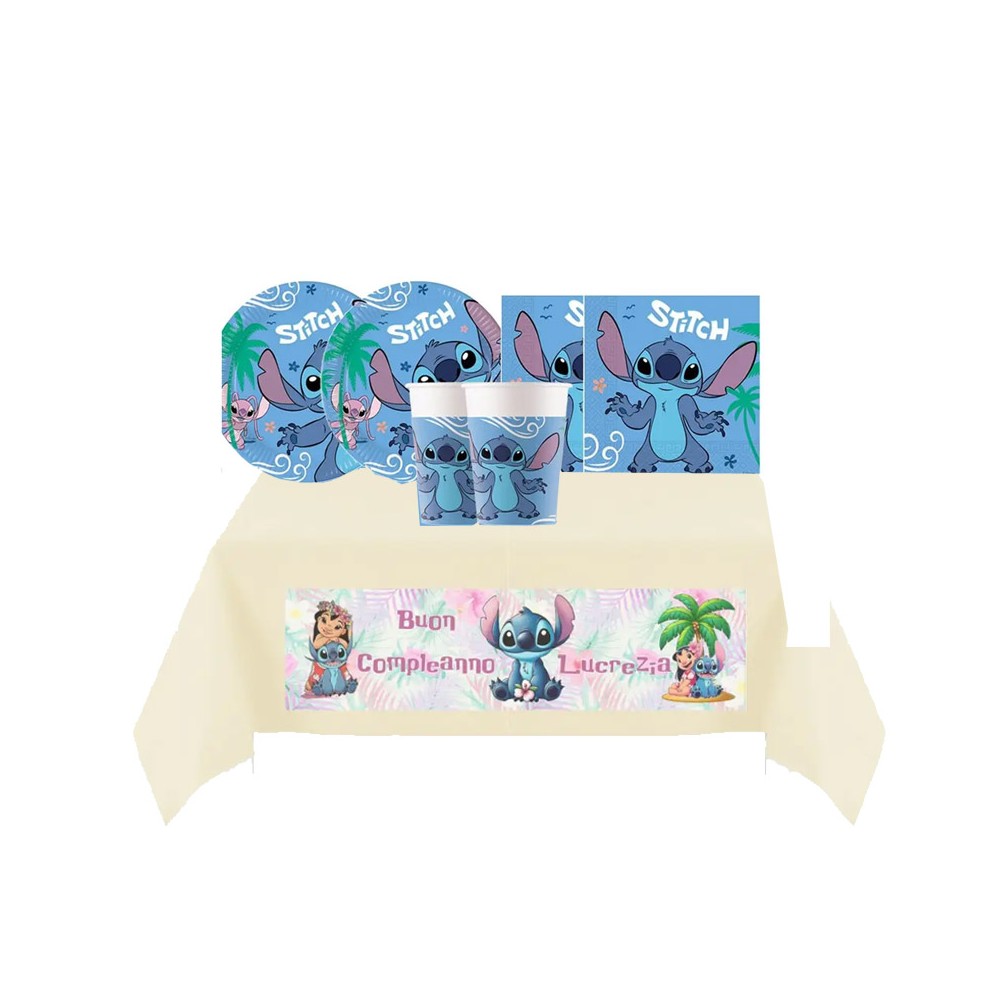 Kit 8 persone con Tovaglia TNT personalizzabile Stitch