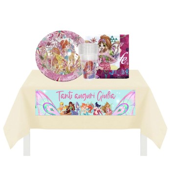 Kit 8 persone con Tovaglia TNT personalizzabile Winx