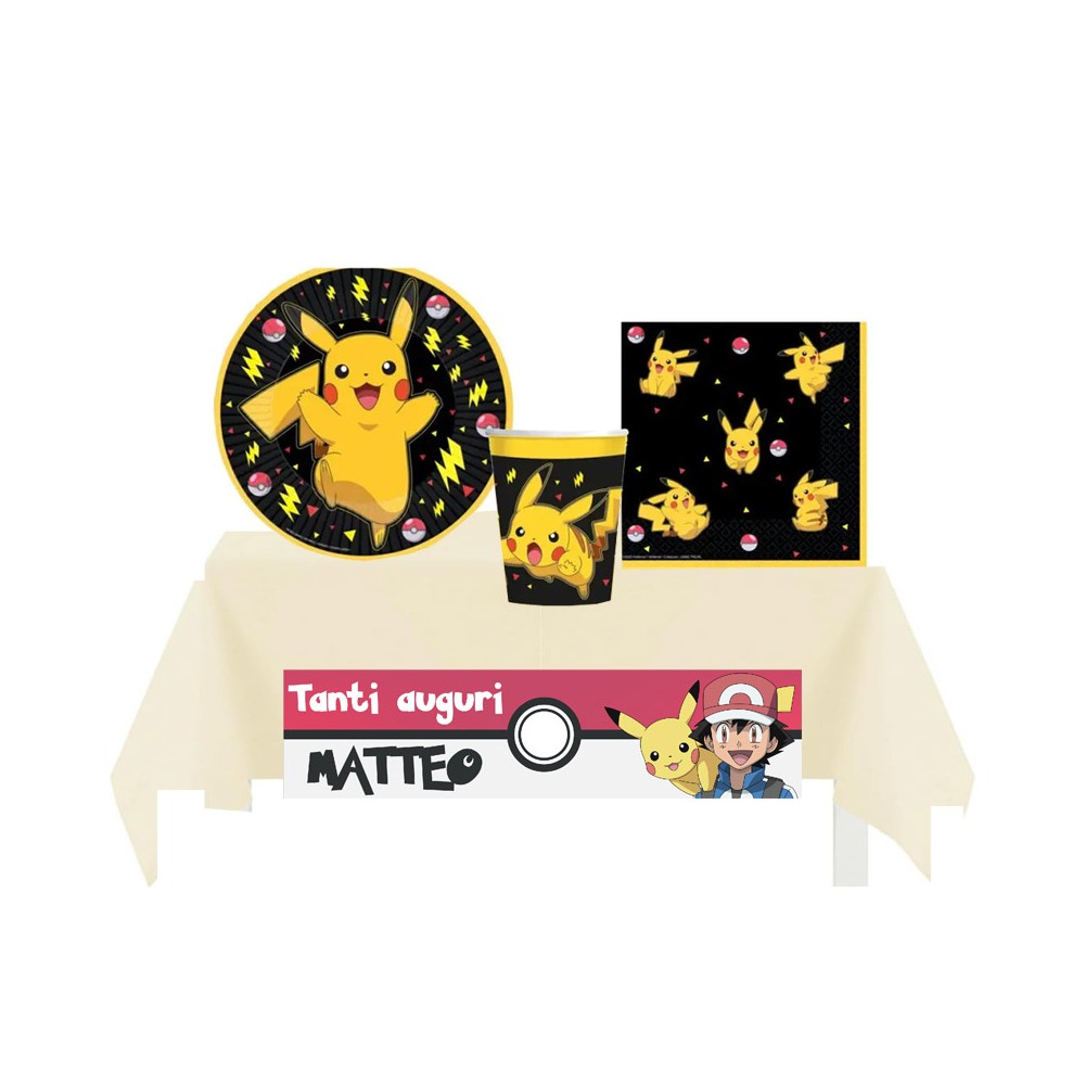Kit 8 persone con Tovaglia TNT personalizzabile Pokemon