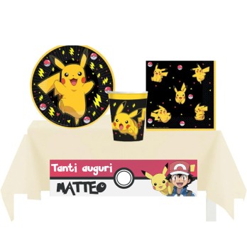 Kit 8 persone con Tovaglia TNT personalizzabile Pokemon