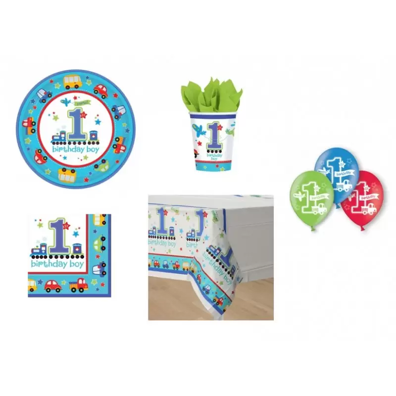 IRPot - KIT N 8 1 ANNO BIRTHDAY BOY COORDINATO PRIMO COMPLEANNO BIMBO BAMBINO 