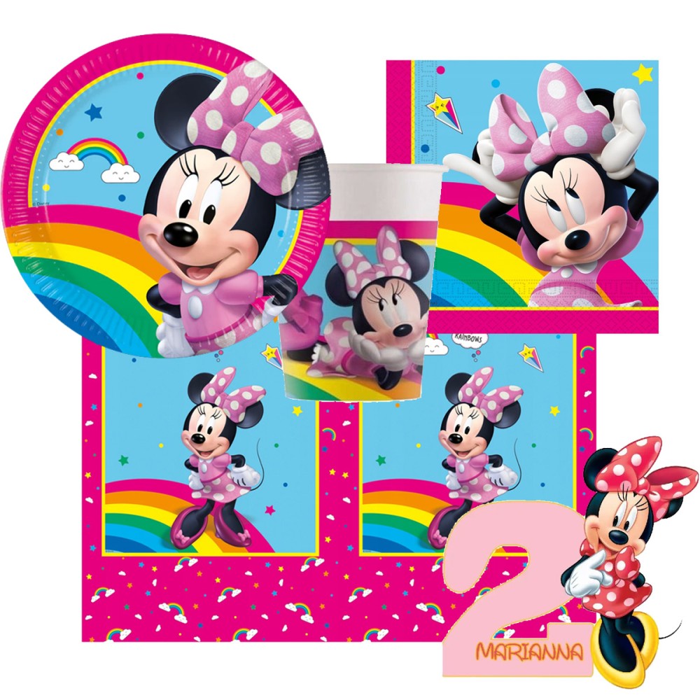 Kit n 81 Addobbi festa Minnie con sagoma polistirolo personalizzabile