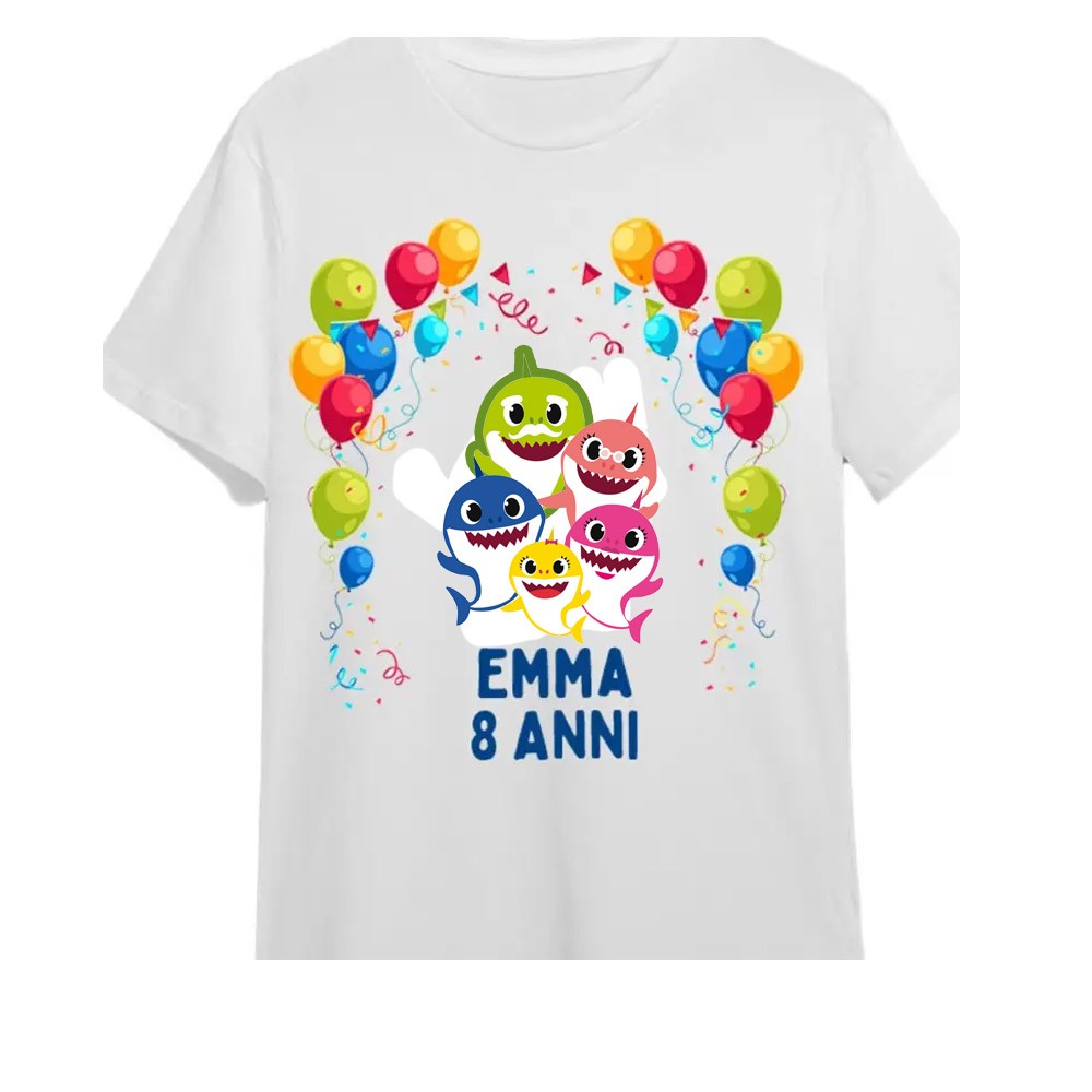 Maglietta personalizzata per festa compleanno Baby Shark