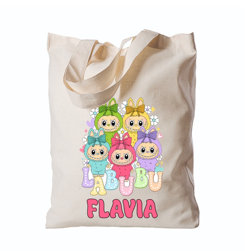 Borsa Shopper Labubu in Tessuto Personalizzabile 2 pz