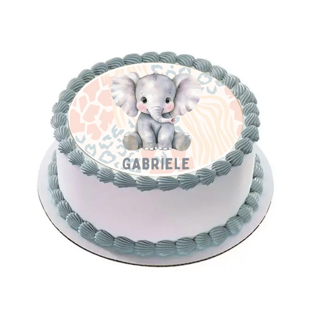 Cialda Elefante tonda personalizzabile
