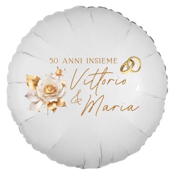 Palloncino foil personalizzabile 50 anni anniversario matrimonio nozze oro
