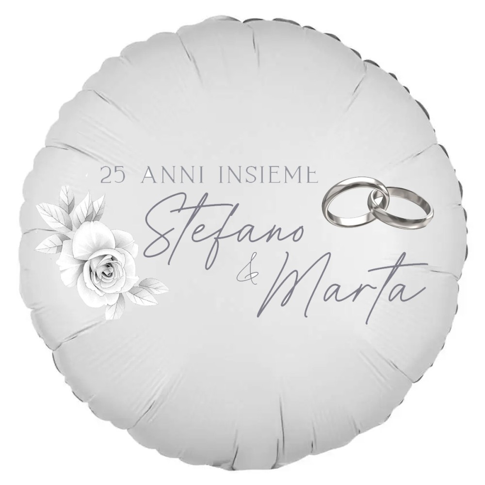 Palloncino foil personalizzabile 25 anni anniversario matrimonio nozze argento