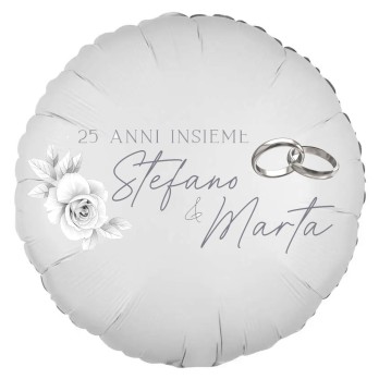 Palloncino foil personalizzabile 25 anni anniversario matrimonio nozze argento