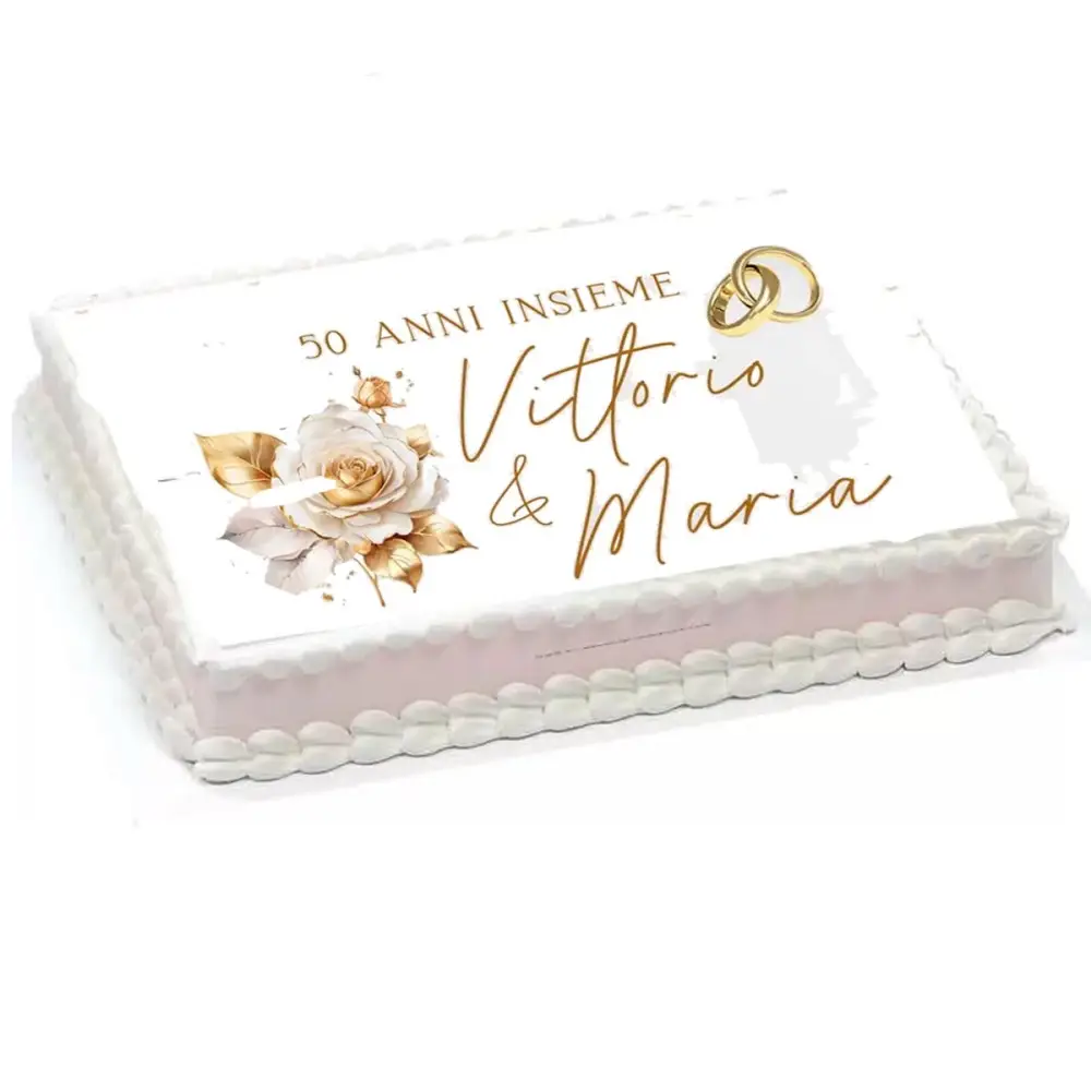 Cialda 50 anni matrimonio nozze d'oro rettangolare personalizzabile