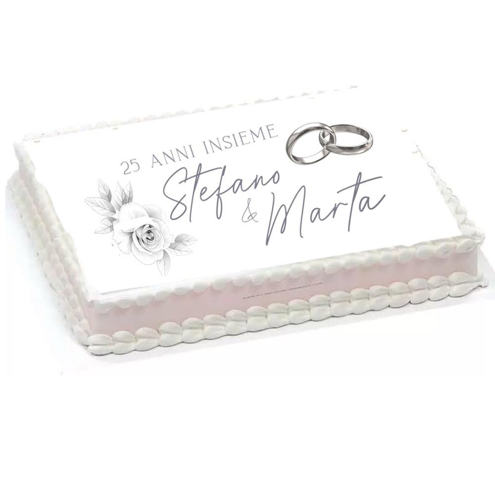Cialda 25 anni matrimonio nozze d'argento rettangolare personalizzabile