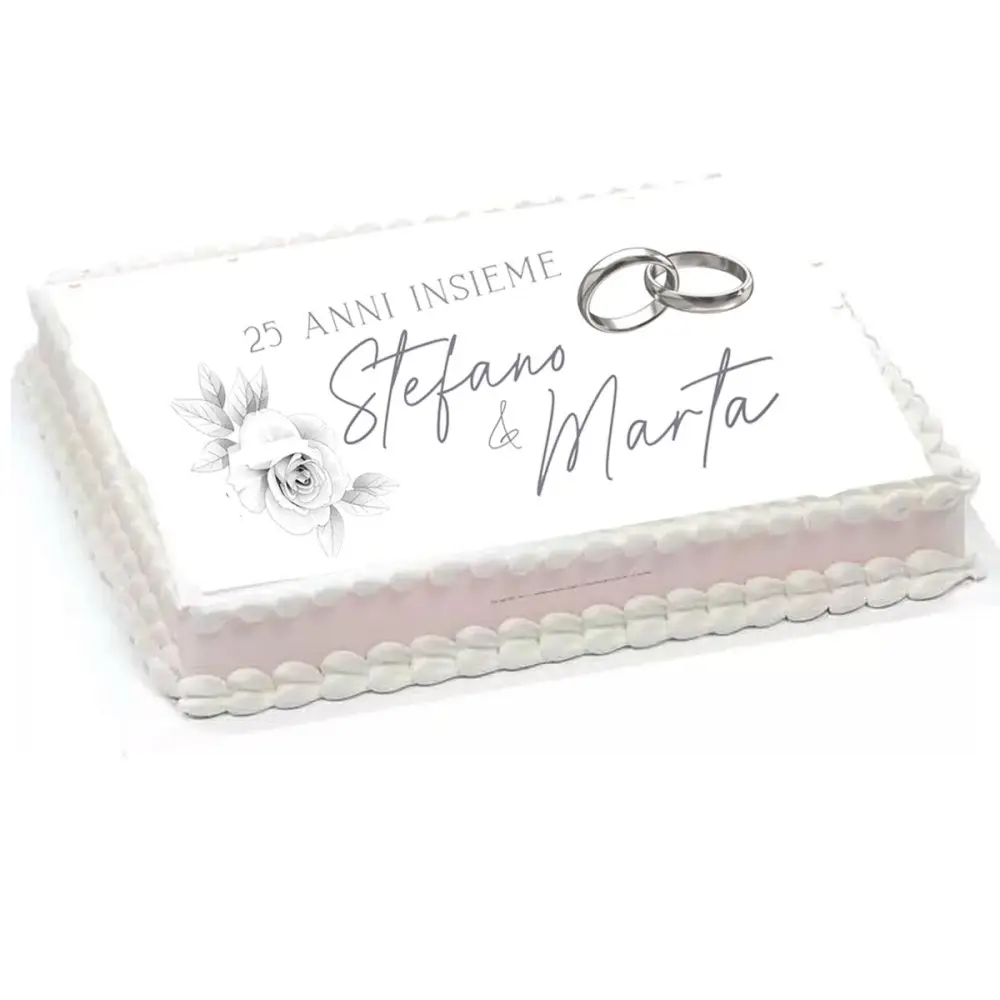 Cialda 25 anni matrimonio nozze d'argento rettangolare personalizzabile