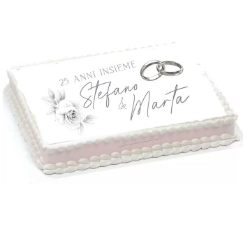 Cialda 25 anni matrimonio nozze d'argento rettangolare personalizzabile