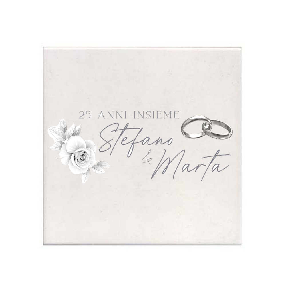Mattonelle magnete 25 anni nozze d'argento personalizzabile 10 pz