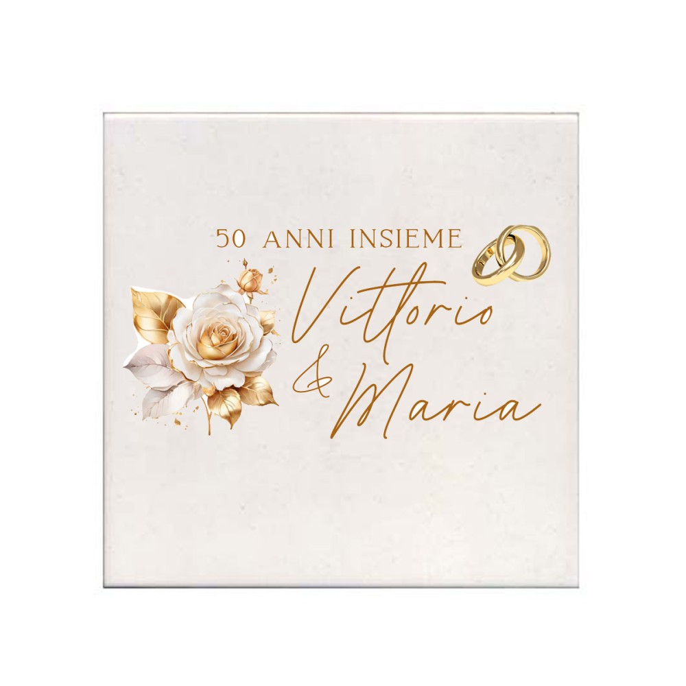 Mattonelle magnete 50 anni nozze d'oro personalizzabile 10 pz