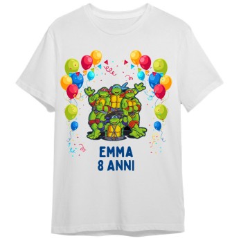 Maglietta personalizzata per festa compleanno Tartarughe Ninja