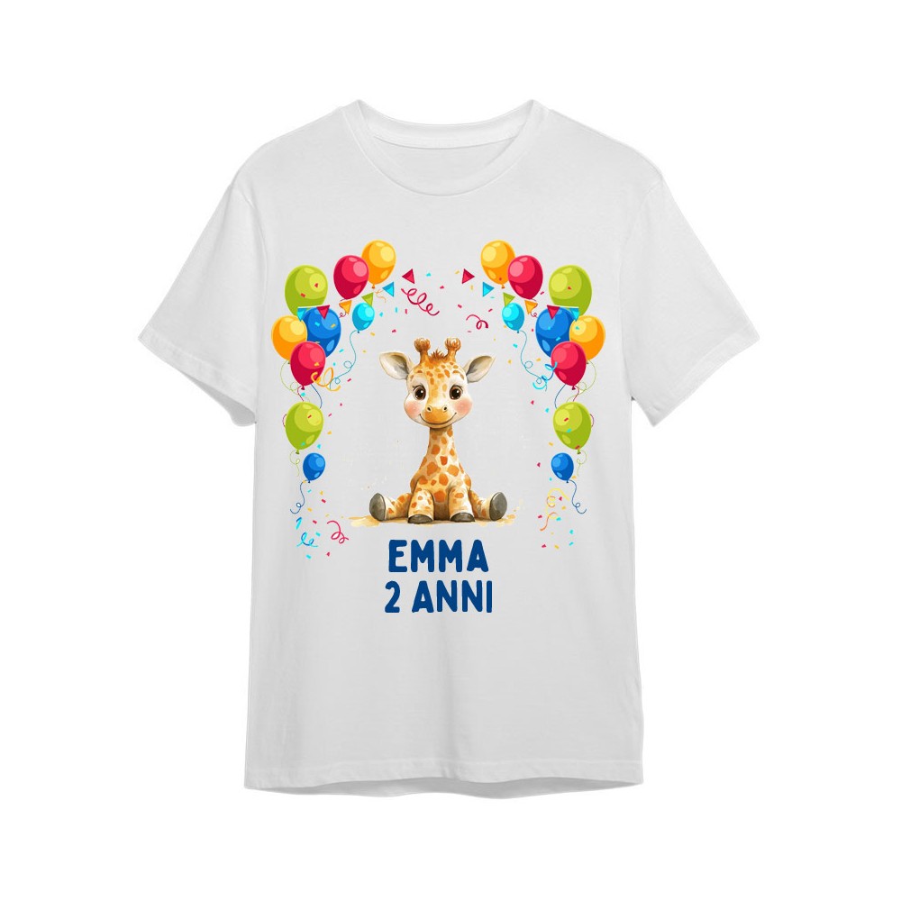 Maglietta personalizzata per festa compleanno Giraffa