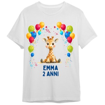 Maglietta personalizzata per festa compleanno Giraffa