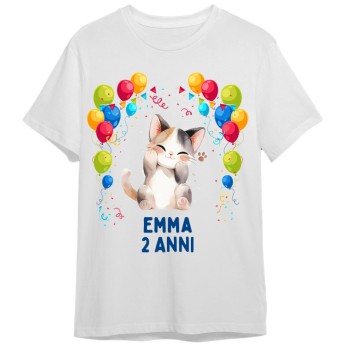 Maglietta personalizzata per festa compleanno Gatto