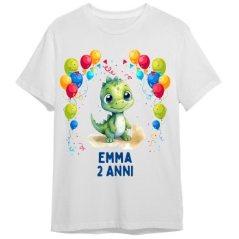 Maglietta personalizzata per festa compleanno Dinosauro