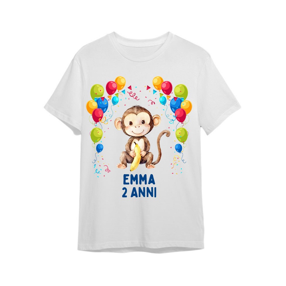 Maglietta personalizzata per festa compleanno Scimmia