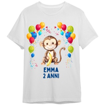 Maglietta personalizzata per festa compleanno Scimmia