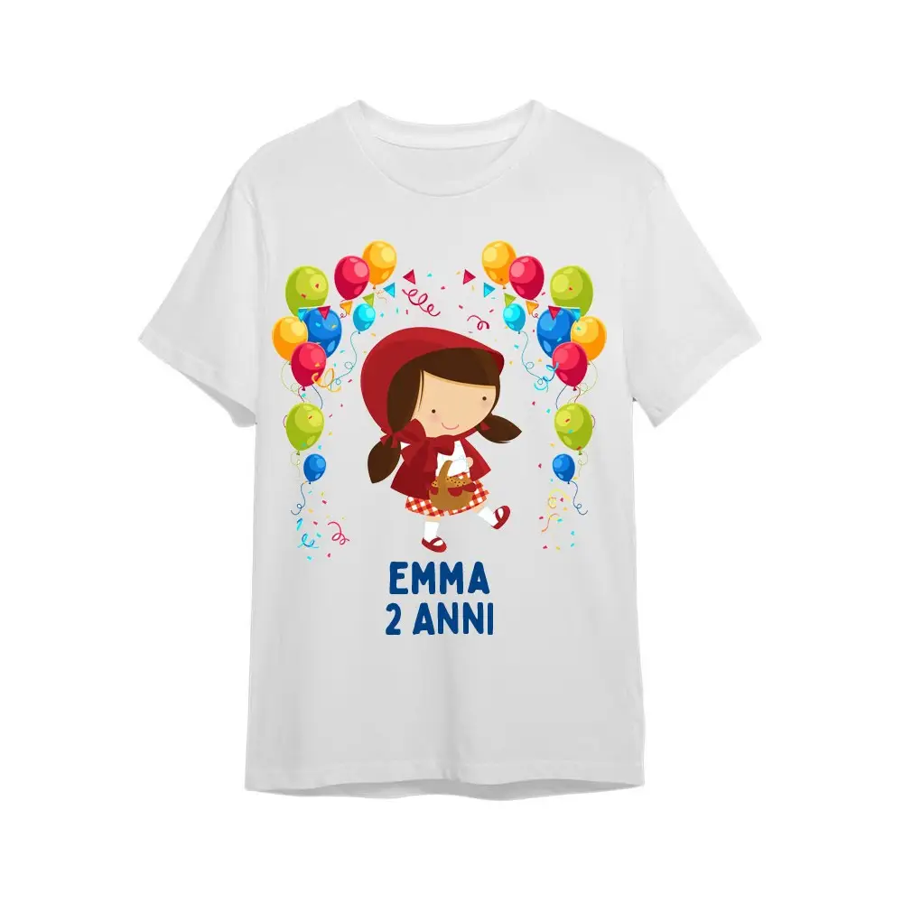 Maglietta T Shirt personalizzata per festa compleanno Cappuccetto Rosso