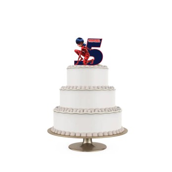 Topper Torta polistirolo Ladybug Sagomato Personalizzabile 15 cm