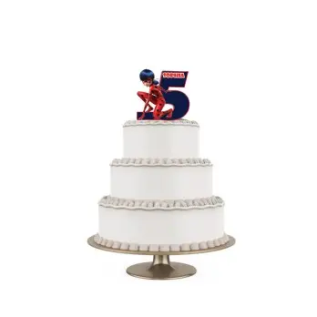 Topper Torta polistirolo Ladybug Sagomato Personalizzabile 15 cm