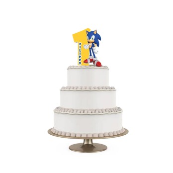 Topper Torta polistirolo Sonic Sagomato Personalizzabile 15 cm