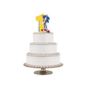 Topper Torta polistirolo Sonic Sagomato Personalizzabile 15 cm