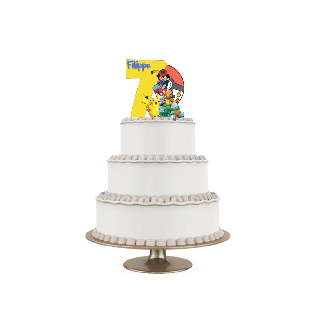 Topper Torta polistirolo Pokemon Sagomato Personalizzabile 15 cm