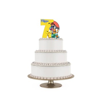 Topper Torta polistirolo Pokemon Sagomato Personalizzabile 15 cm