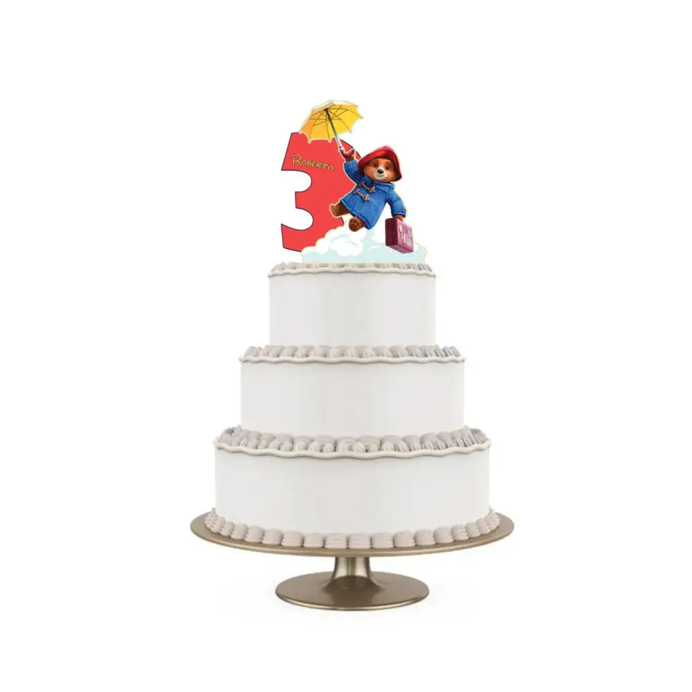 Topper Torta polistirolo Paddington Sagomato Personalizzabile 15 cm